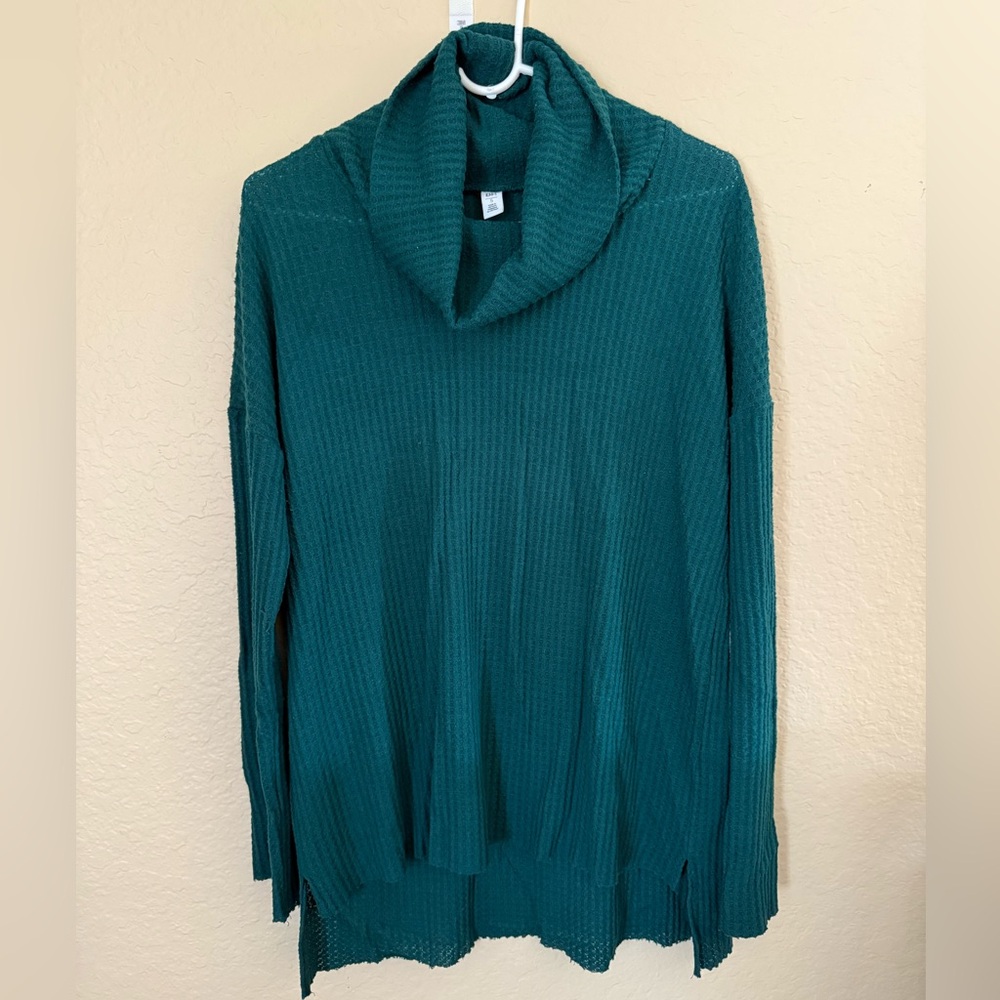 BP Teal Ribbed Cowl Turtleneck Sweater